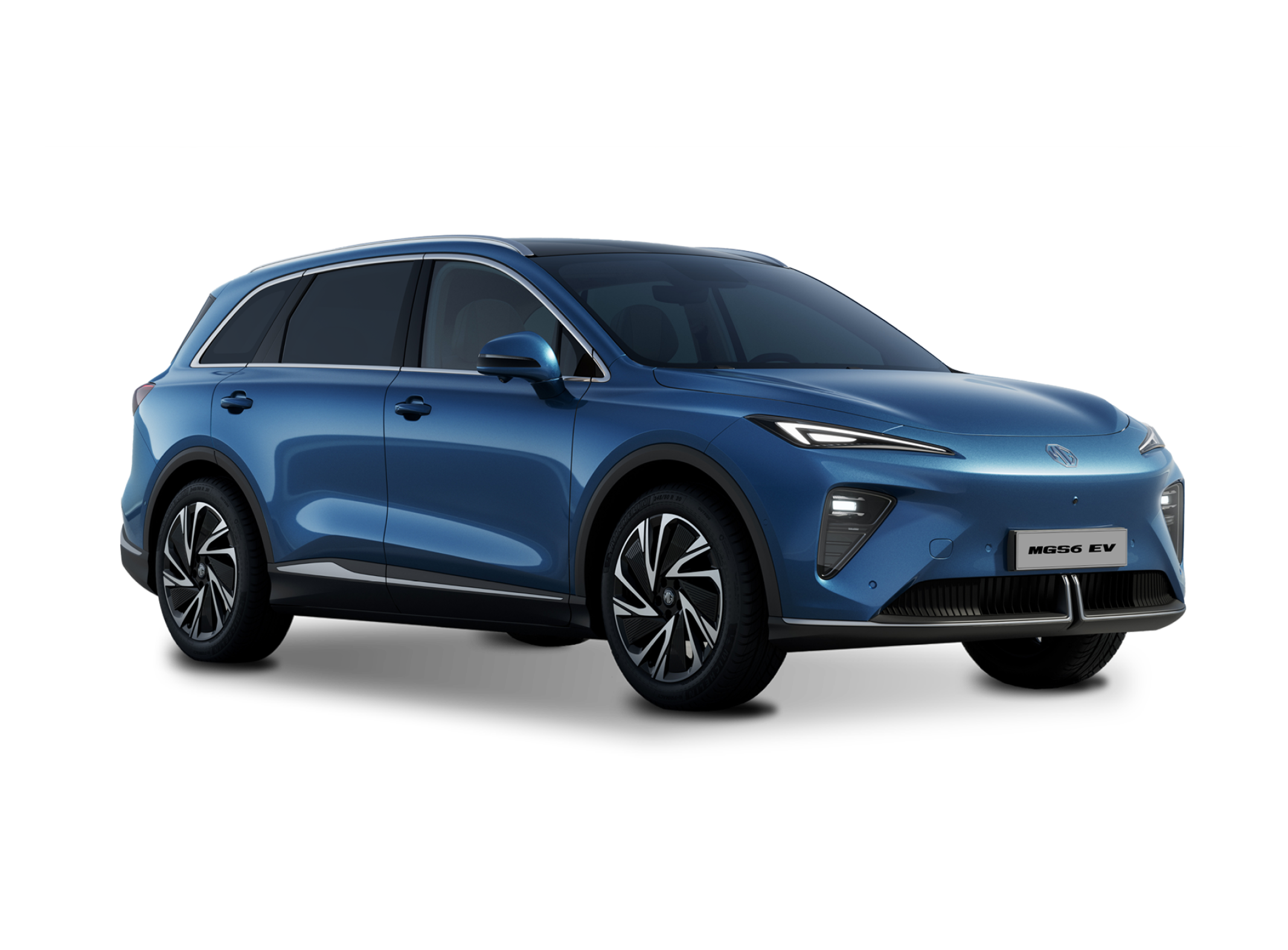 MGS6 EV Luxury in Picadilly Blue mit 20-Zoll-Leichtmetallfelgen